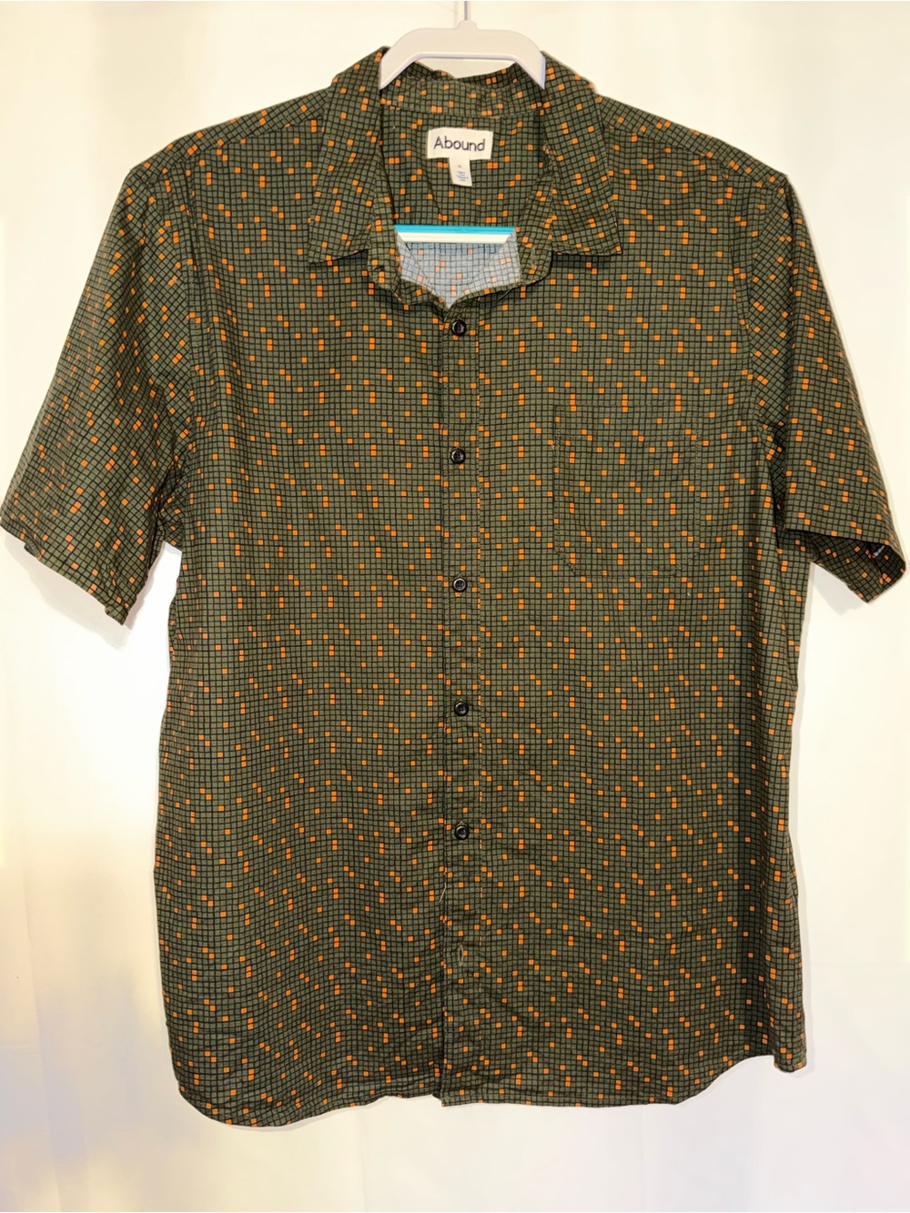 Abound Men's Short Sleeve Button Down Micro-Grid Geometric Print Shirt Size XL